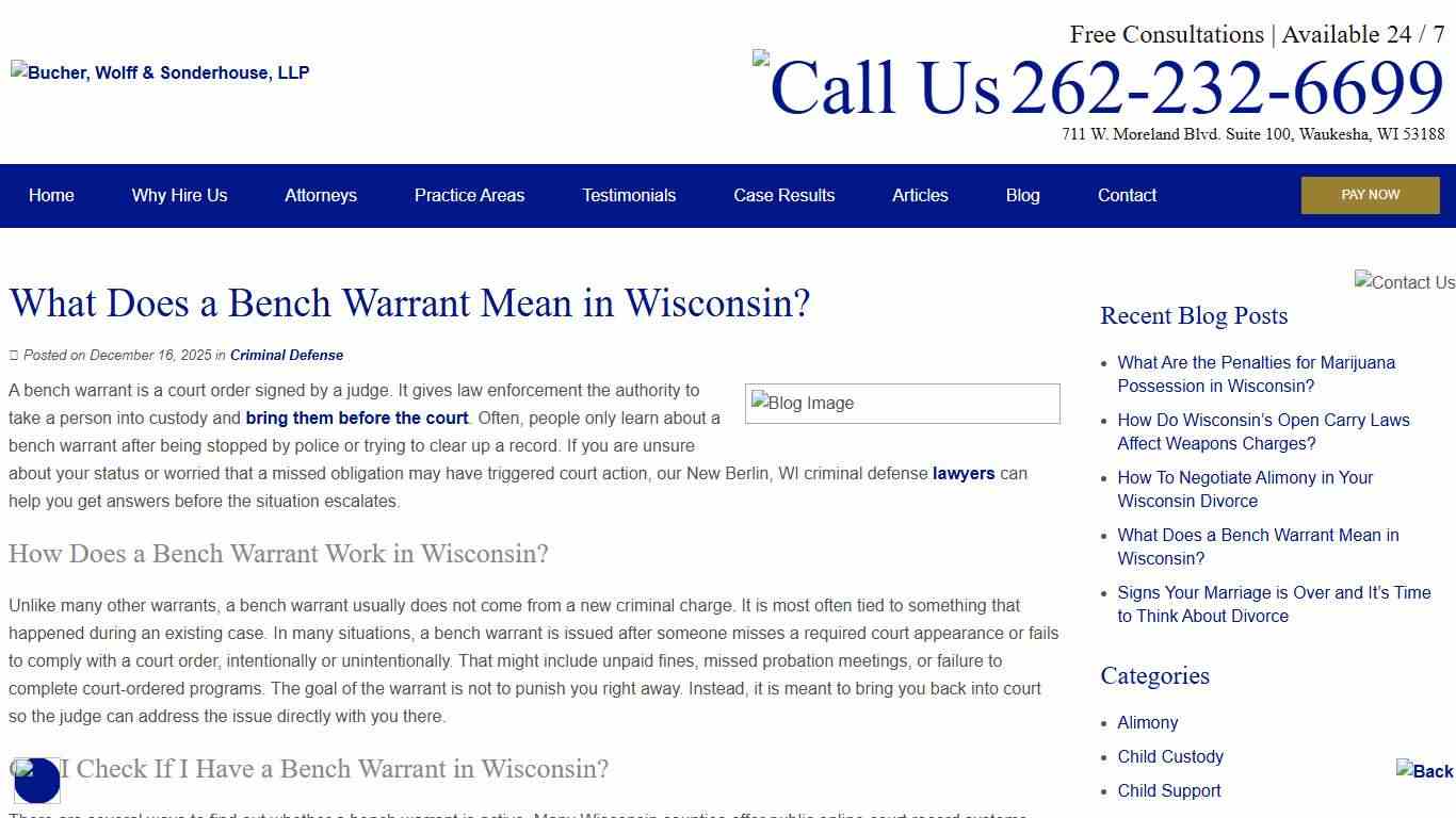 What Is a Bench Warrant in Wisconsin? New Berlin, WI