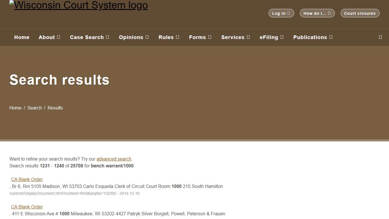 Wisconsin Court System - Search